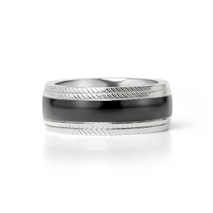 Black Center Stainless Steel Lined Pattern Edge Ring / CFR7013