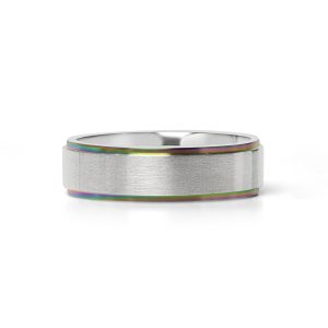 Stainless Steel Rainbow Edge Brushed Center Ring / CFR7014