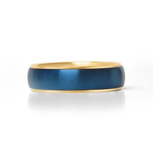 Blue Stainless Steel Gold PVD Coated Edge Ring / CFR7016