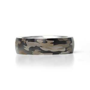 Stainless Steel Camouflage Blank Ring / CFR7017