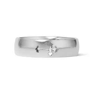 Stainless Steel Cross Cutout Polished Ring / CFR7022