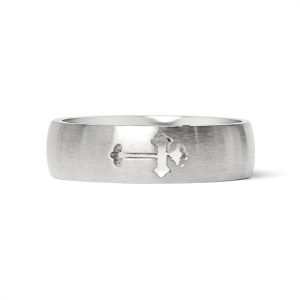 Stainless Steel Cross Cutout Brushed Blank Ring / CFR7023