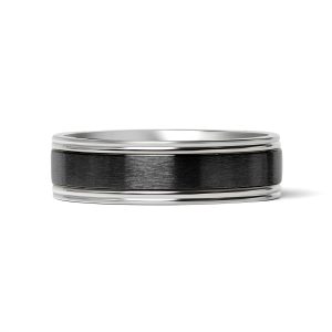 Stainless Steel Black Center Blank Ring / CFR7028