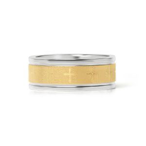 18K Gold PVD Stainless Steel Cross Pattern Ring / CFR9002