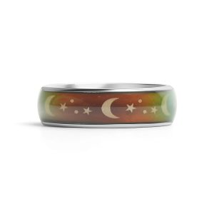 Stainless Steel Mood Band With Stars And Moons Ring / CFR9010