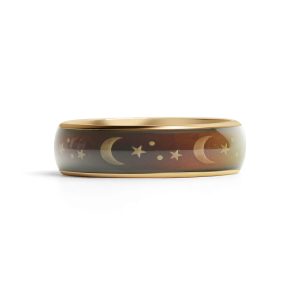 18K Gold PVD Stainless Steel Mood Band With Stars And Moons Ring / CFR9011