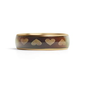 18K Gold PVD Stainless Steel Mood Band With Hearts Ring / CFR9015