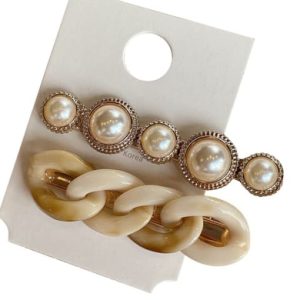 vintage amber ivory chain combination hair barrette/multi-color optional
