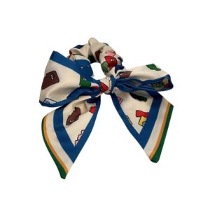 vintage silk printed bow hair barrette/multi-color optional