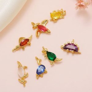 brass cubic zirconia multi color  dragon cute diy charms