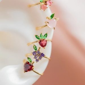 brass cubic zirconia multi color friut cute single earring
