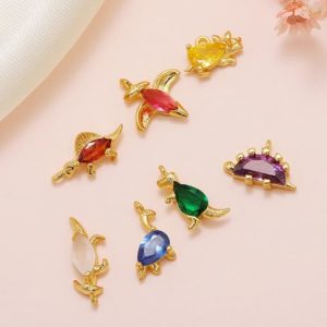 brass cubic zirconia multi color small animals cute diy  charms