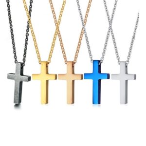stainless steel  smooth cross minimalist regligious necklace