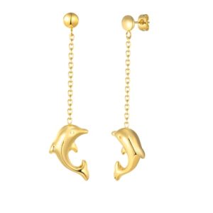 stainless steel dolphin minimalist threader earring