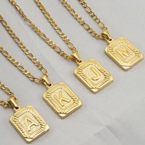 titanium steel letter hip hop coin necklace with 26 letters