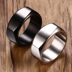 titanium steel smooth geometric minimalist band ring