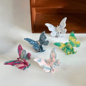 cellulose acetate minimalist butterfly alloy multi color jaw hair claw