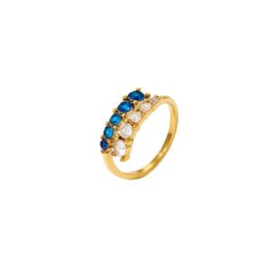 stainless steel cubic zirconia geometric dainty band ring
