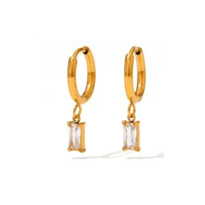 stainless steel cubic zirconia geometric dainty stud earring
