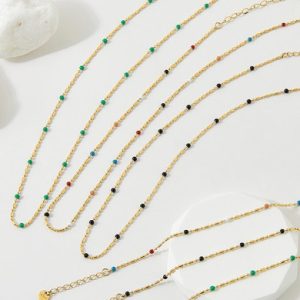 stainless steel irregular minimalist beaded necklace