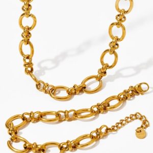 stainless steel  trend geometric bracelet and necklace set