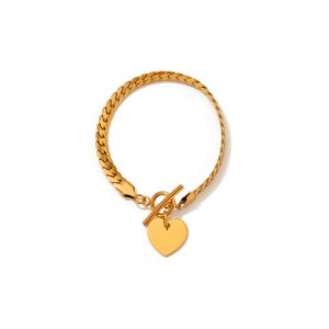trend heart stainless steel bracelet and necklace set