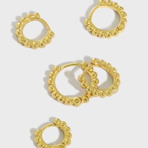 925 sterling silver bead geometric vintage huggie earring
