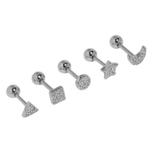 925 sterling silver cubic zirconia geometric vintage stud earring