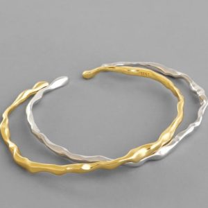 925 sterling silver geometric minimalist cuff bangle