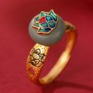 DEER-925-Sterling-Silver-Enamel-Jade-Flower-Vintage-Band-Ring-2.jpg