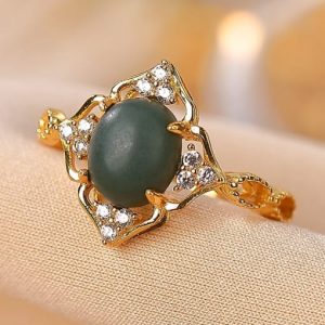 925 sterling silver jade geometric vintage band ring