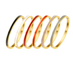 stainless steel enamel round minimalist band bangle