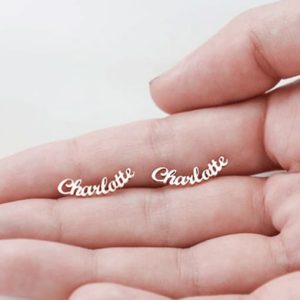 stainless steel letter minimalist custom name earrings