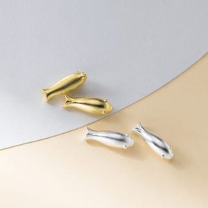 925 sterling silver fish minimalist spacer bead  charms diy