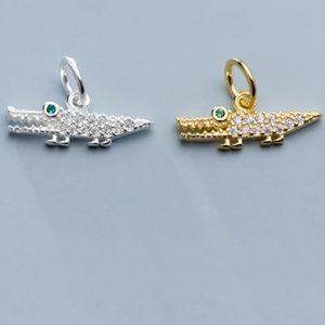 925 sterling silver with cubic zirconia  delicate animal crocodile pendants