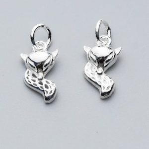 925 sterling silver with silver plated cute fox charms