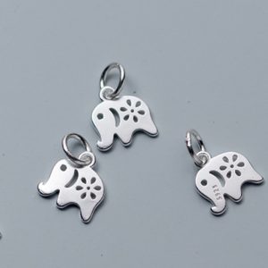 925 sterling silver with silver plated trendy animal elephant charms