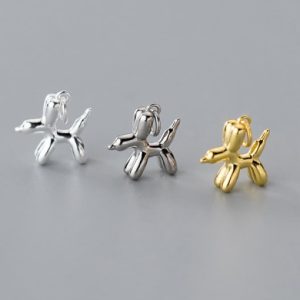 s925 silver electroplating three-dimensional color retention balloon dog charm