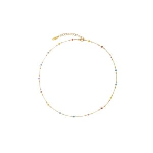 brass enamel dainty geometric bracelet and necklace set