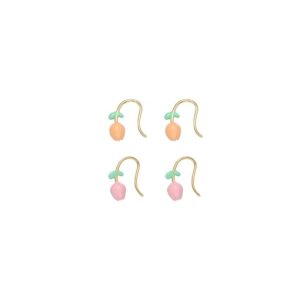 brass enamel flower cute stud earring