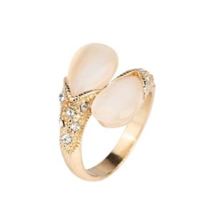 elegant white opal rhinestones alloy ring
