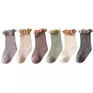 0-8 Years Old Children's Boutique Quality 100% Combed Cotton Baby Socks Ruffles Plaid Baby Girls' Toddler Socks Spanish Logo