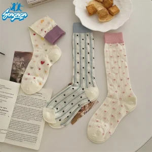 Women's Mid-tube Socks Summer Thin Mesh Patterned Socks Custom Knit Socks