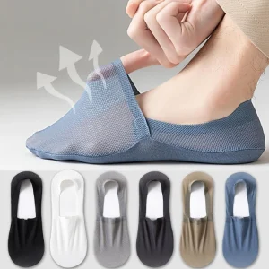 Wholesales Men's Ice Silk Low-Cut Boat Sock Summer Anti Slippery Socks for Boat Socks Breathable & Lightweight for Humid Climate