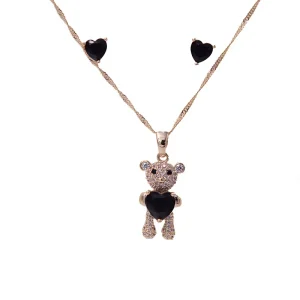 Trendy Brass Jewelry Sets Real Gold Plated Fashion Jewelry Bear Design Jewelry Best Gift for Girl