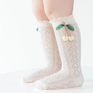 Xiangyi Calcetines De Nios Plain White Summer Thin Mesh Breathable Toddler Baby Girls Knee High Stocking