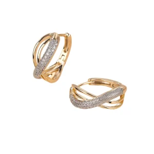 18K Cross-woven Diamond Sparkle Earrings Gold-plated Diamond-studded Ear Adornment Princess-style Daily Jewelry for Holiday Date