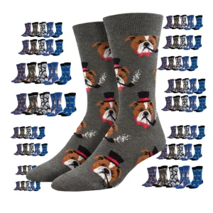 Custom Logo  Cotton Colorful Men's Business Crew Socks for Men - Funny & Happy Design