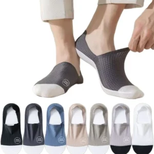 Men's Invisible Boat Socks for Men Anti slip Breathable Block-color Thin  White-invisible-sock Low-cut for Summer