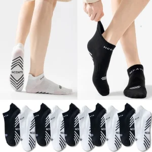 Wholesales White Ankle Socks for Men Bulk Summer Compression Sports Socks Elastic  with Jacquard Weave